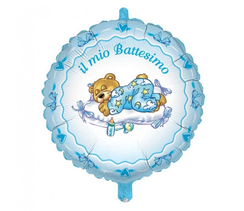 Pallone battesimo bimbo Colore: celeste e biancomisura: 35 cm