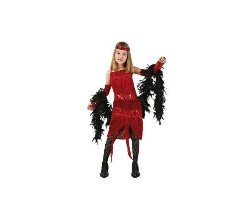 Costume Charleston Rosso con Frangia glitter Donna